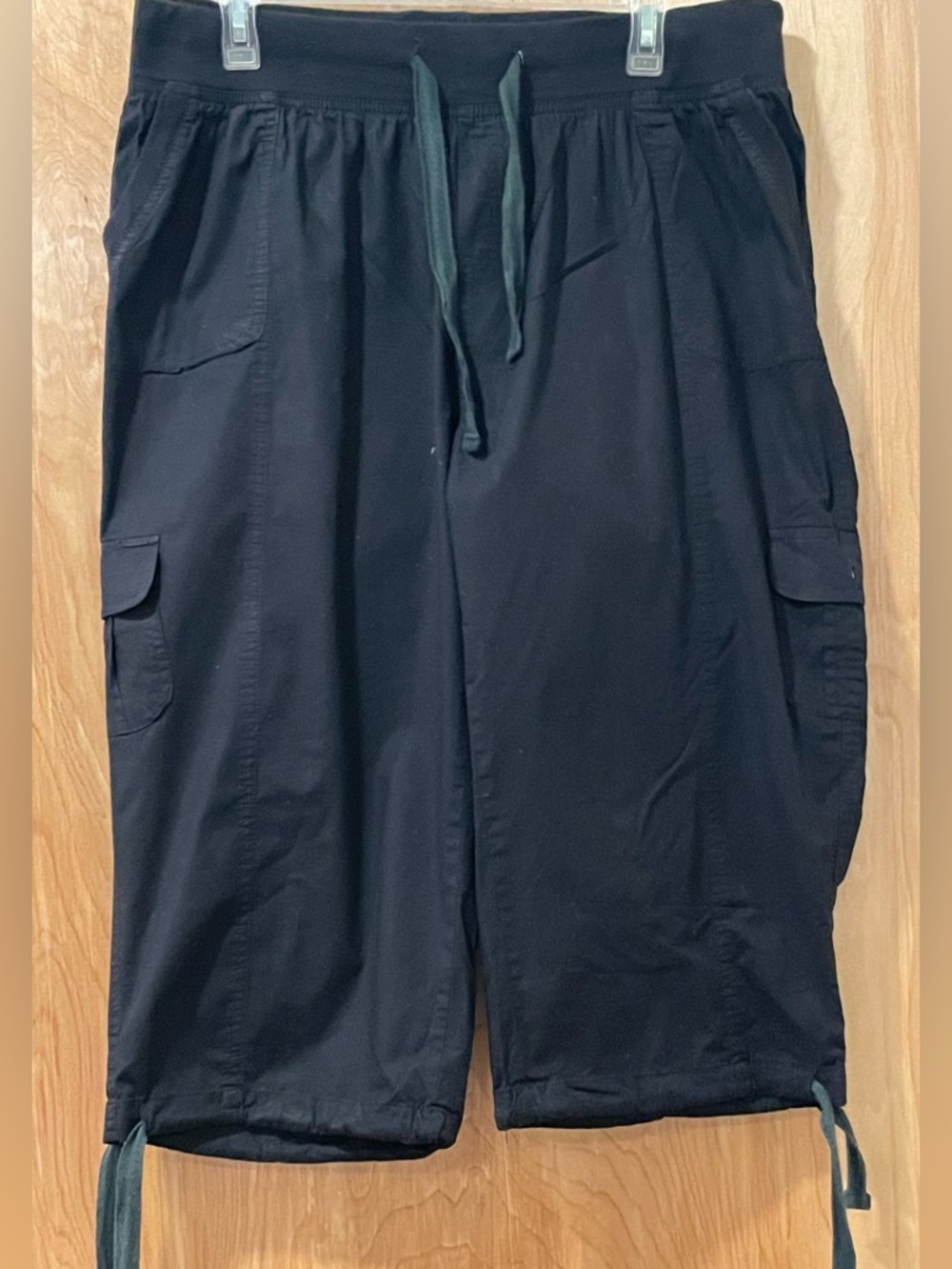 Black Drawstring Cargo Capris